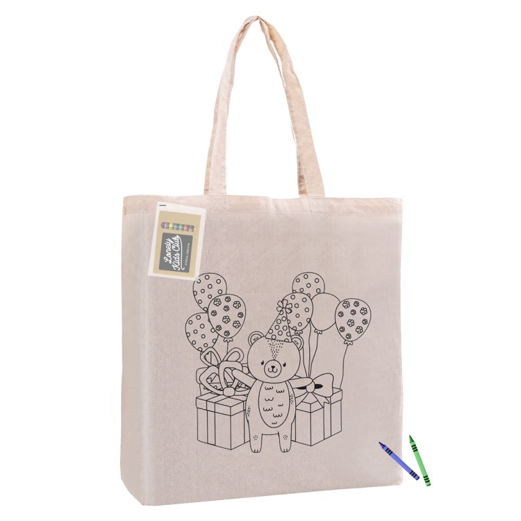 Colouring Calico Bag with Gusset, custom tote bag with logo imprint 3
