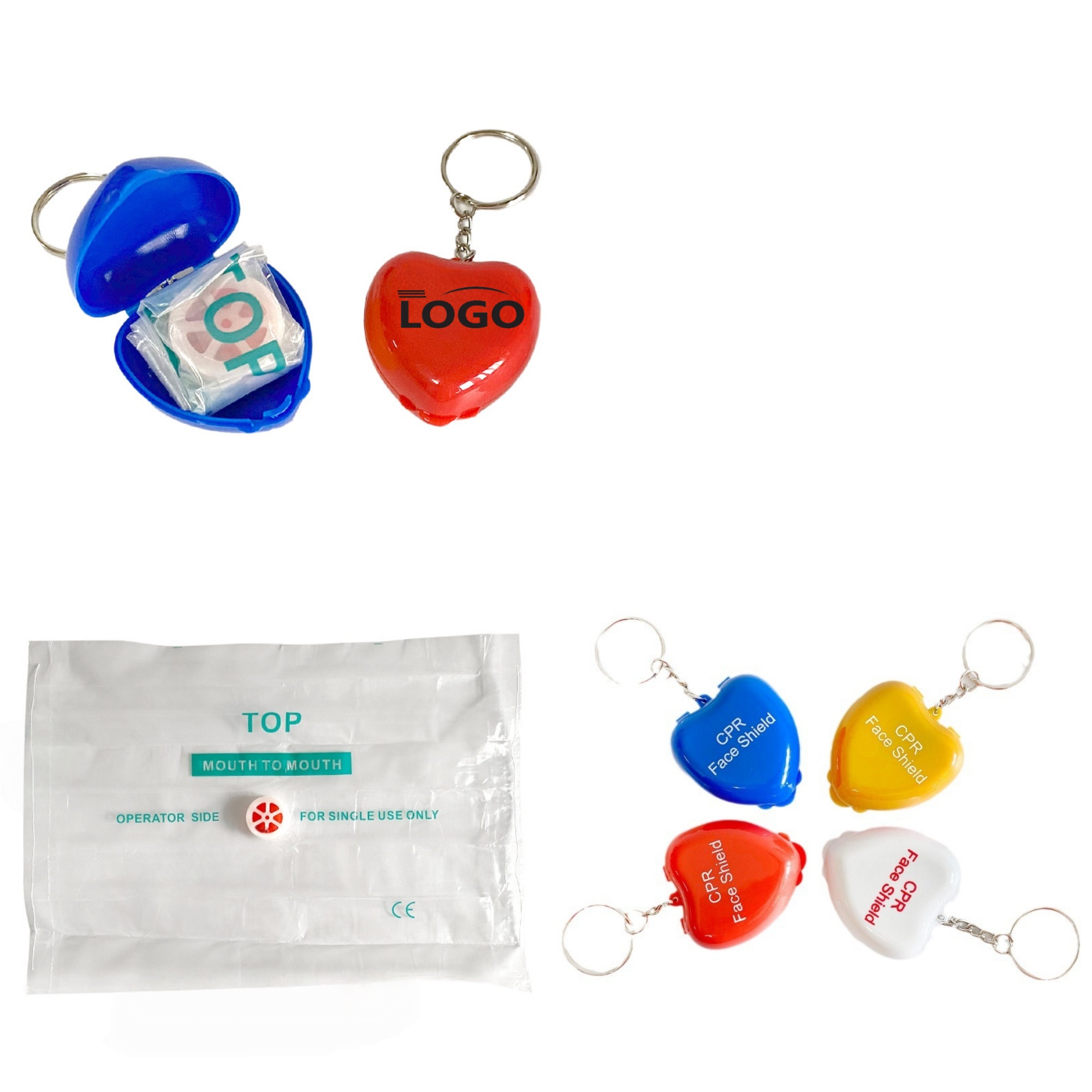 CPR Breathing Mask Heart-Shaped Plastic Box 2