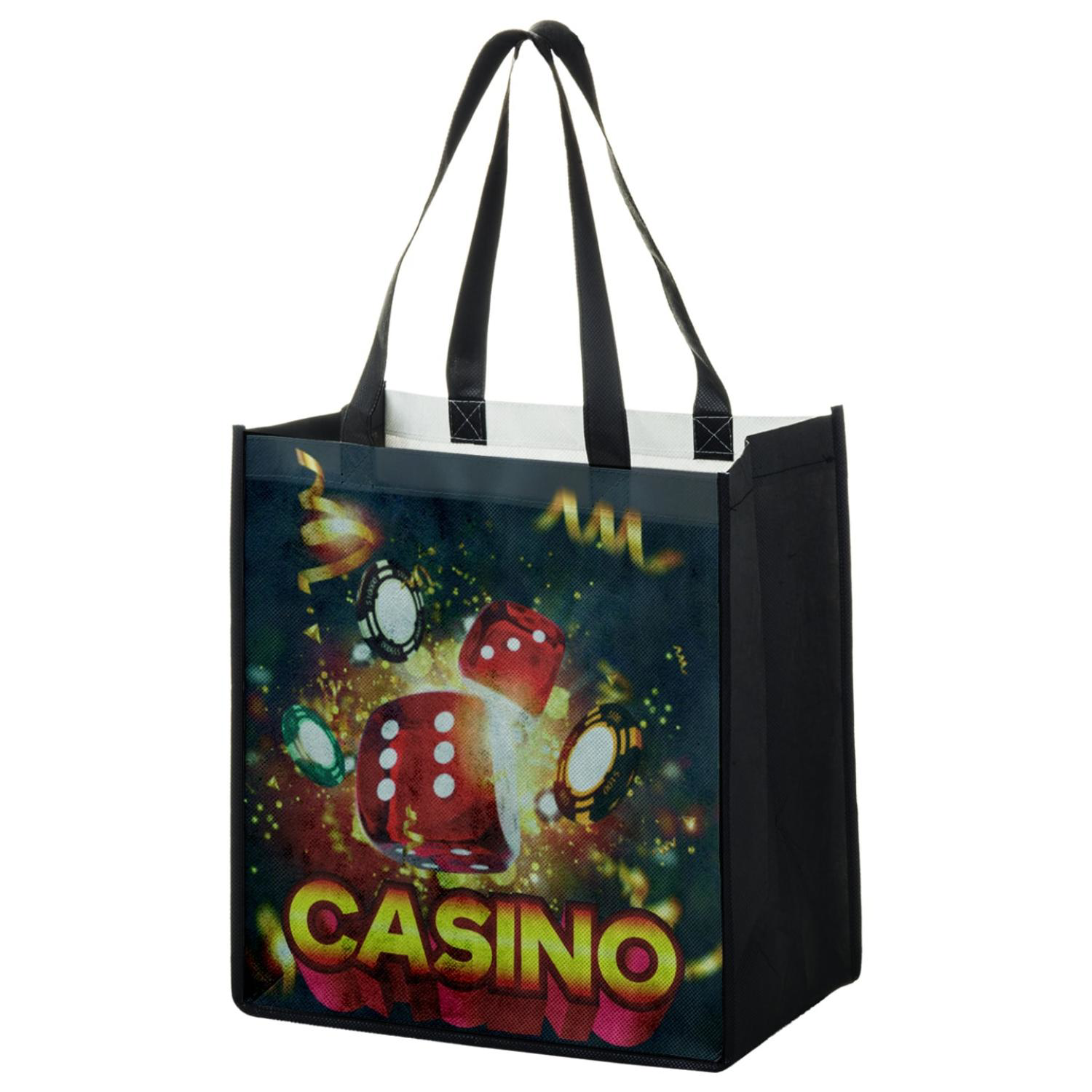 Sublimated PET Non-Woven Shopping Tote Bag w/ Gusset - 2 Sided (12" x 13" x 8") 3