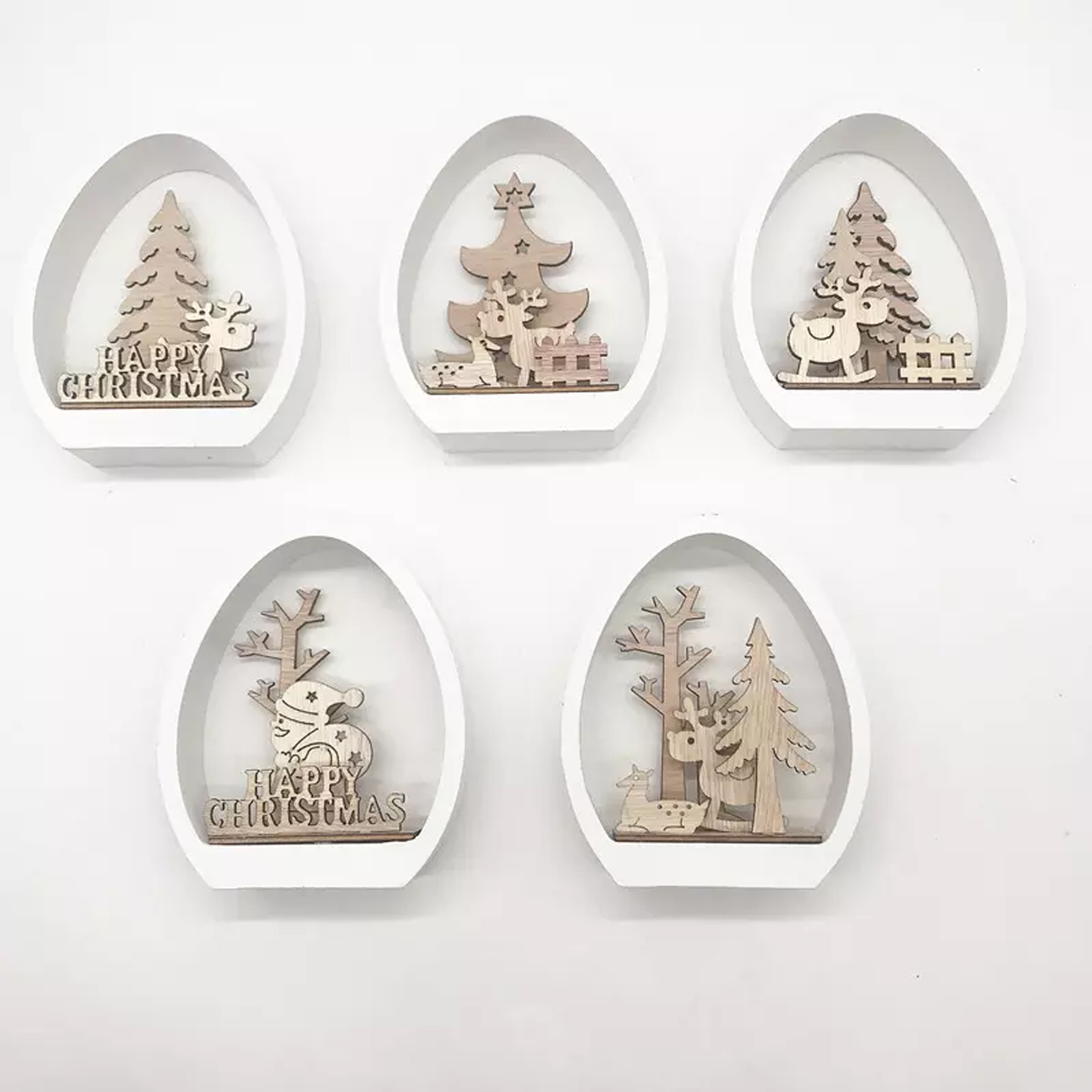 Layered Woodland Christmas Egg Ornament 4