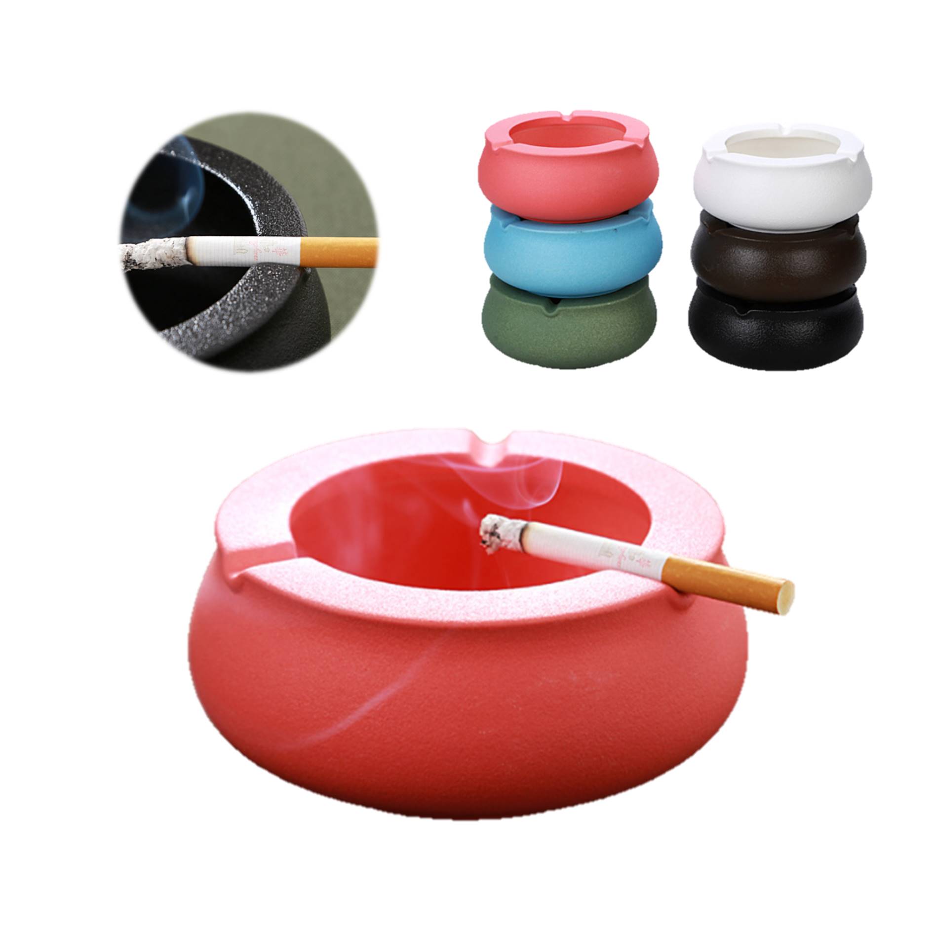 Creative Ceramic Round Cigarette Ashtray 3