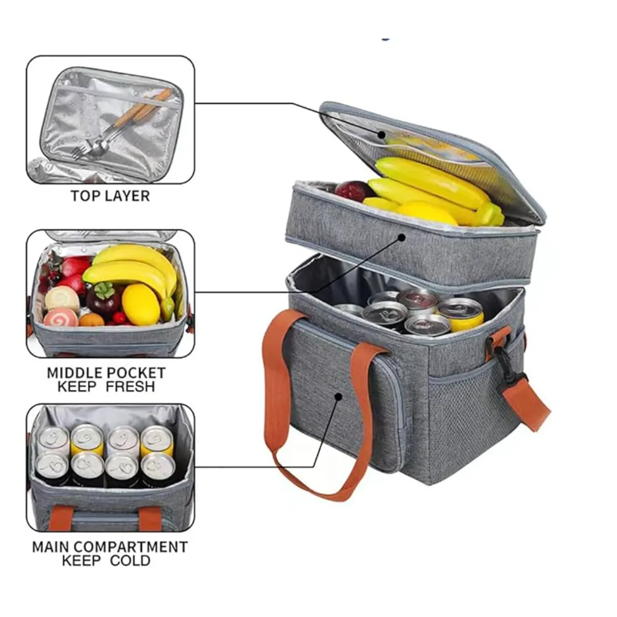 Double Layer Insulated Bag Large Capacity Outdoor Picnic 6