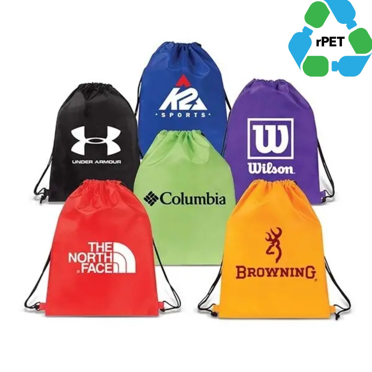 Eco-friendly rPET Recycled 210D Polyester Drawstring Backpack (15"x18") 4