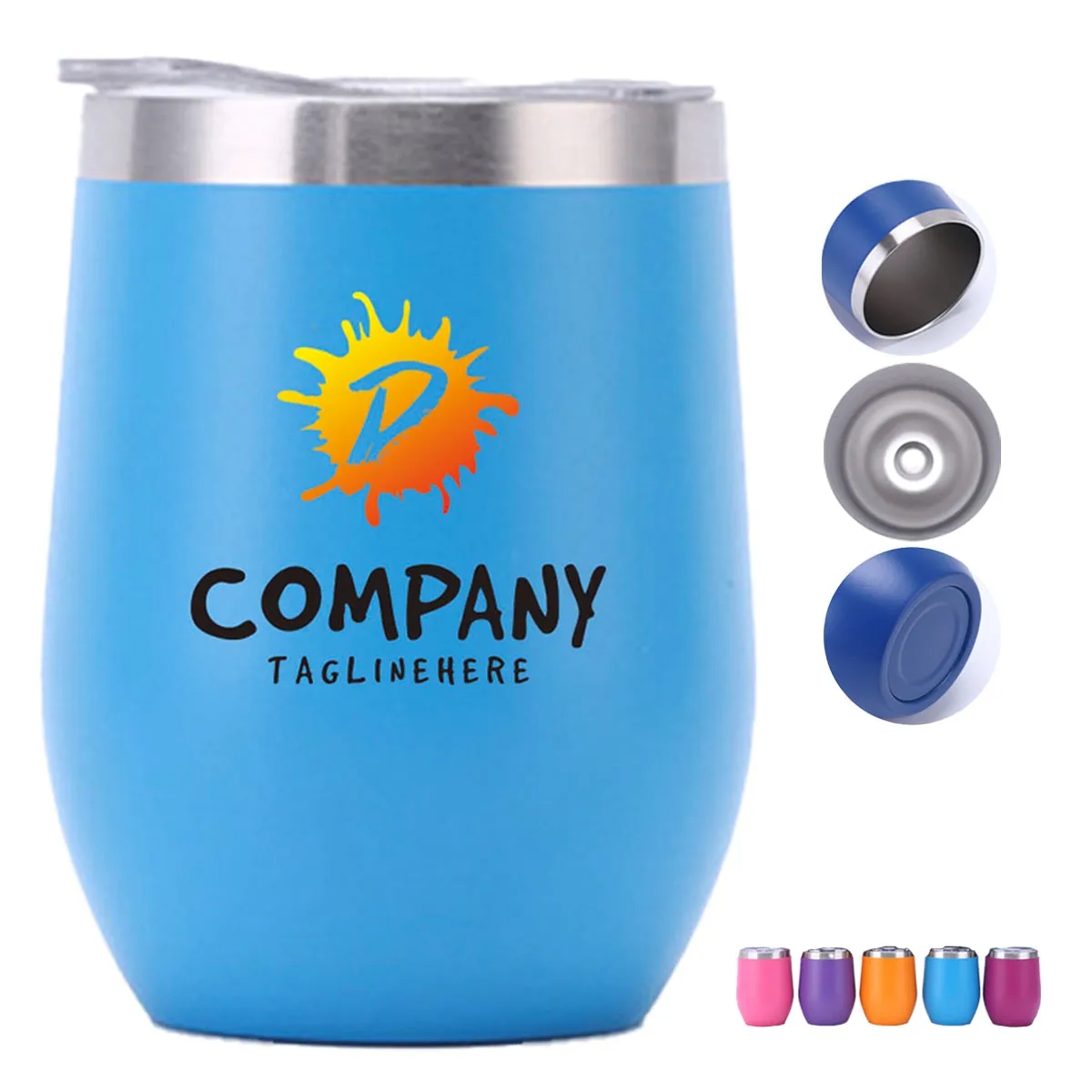 Stemless Double Wall Stainless Steel  Wine Tumbler with lid 2