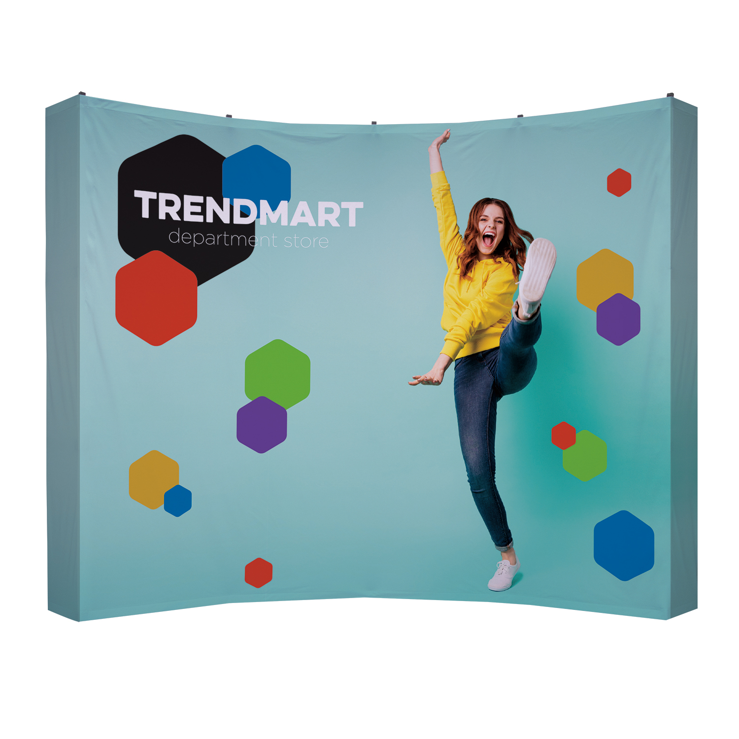 10' Curved Splash Floor Display Wrap Kit (Recycled Polyester Knit) 1