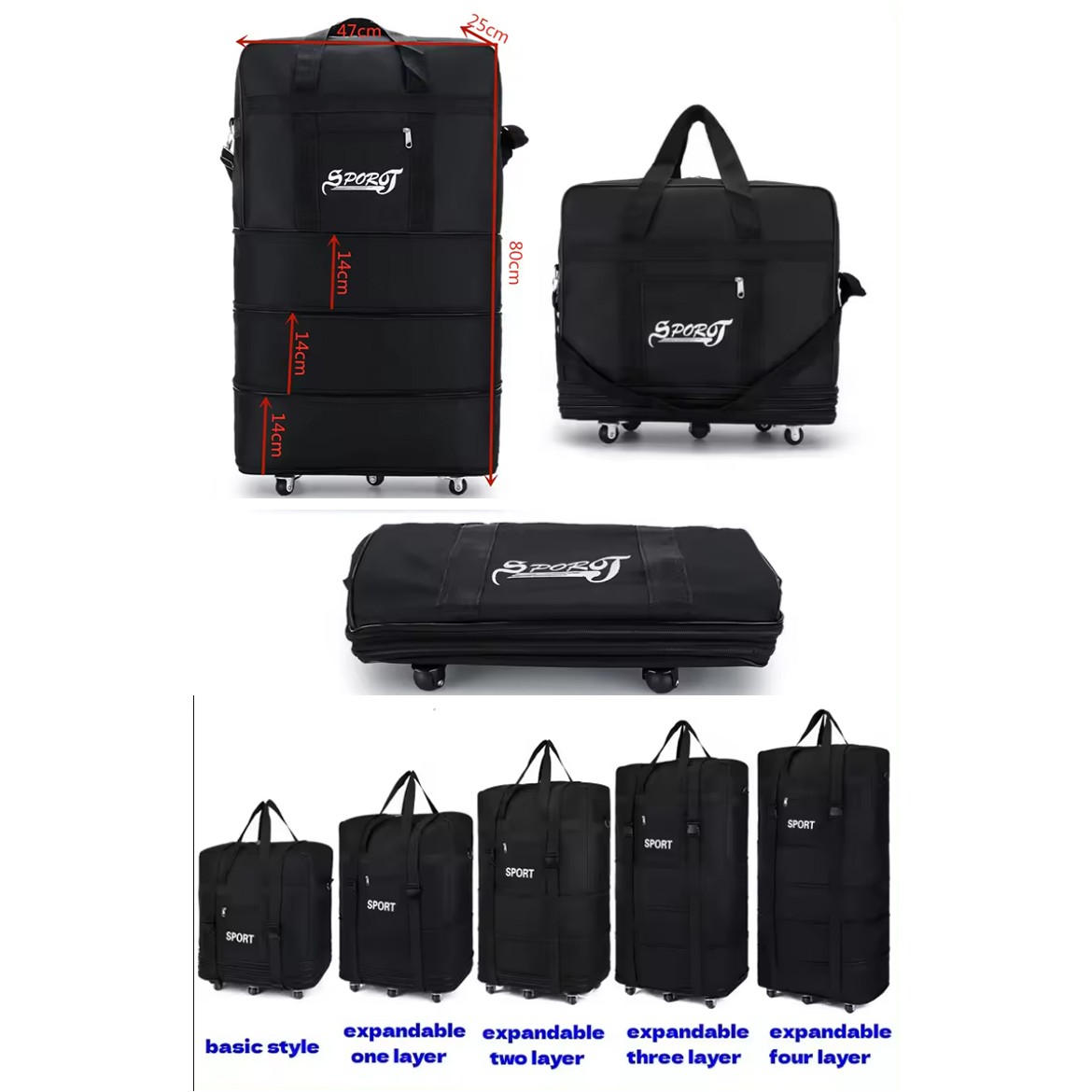 Suitcases With Wheels And Expandable Foldable Duffel Bag 3