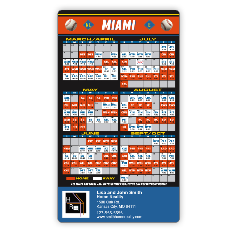 Magnet Sport Schedules - 4x7 Baseball Round Corners - 25 mil. 3
