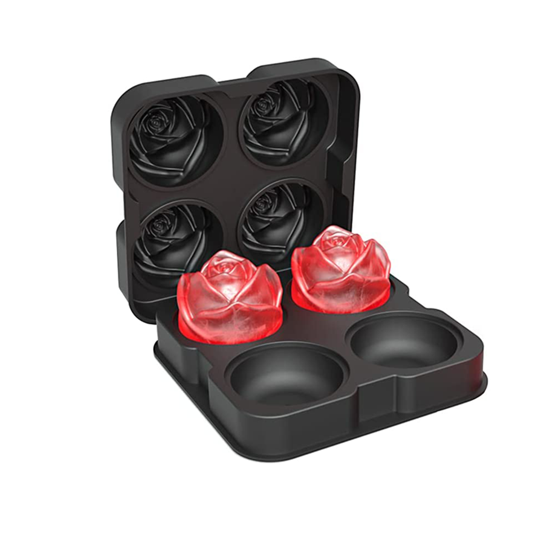 Square Silicone Rose Shaped Ice Mold Tray 4