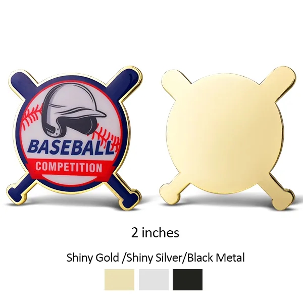 1.75'' UV Printed Baseball Pins w/ Stock Shape 6