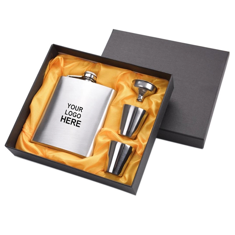 7Oz Stainless Steel Wine Flask, custom water bottle with logo imprint 3