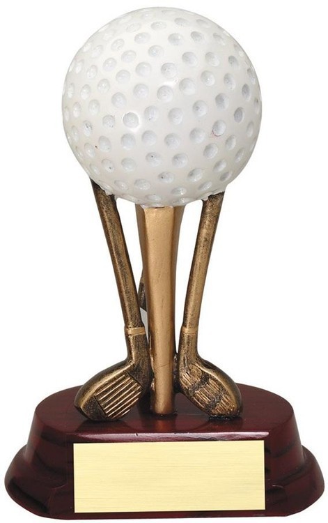 6-3/4" Golf Ball on Clubs Golfing Award Resin