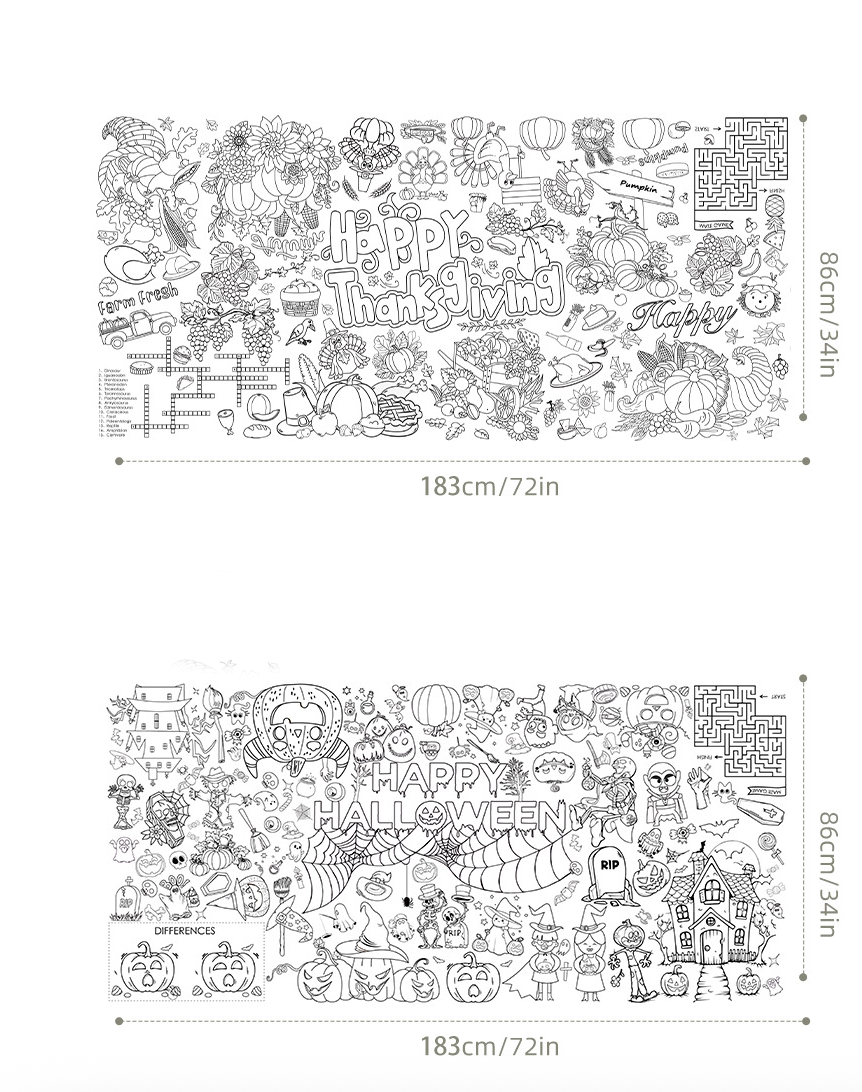 Custom Coloring Poster/Tablecloth-Christmas Crafts for Kids 5