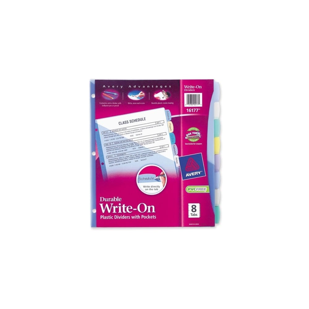 Plastic Index Dividers - 8 Tabs Write-On Pocket on Each 2