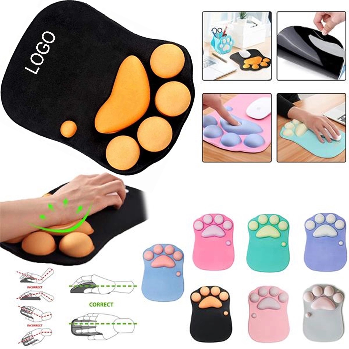 3D Cat Paw Mouse Pad With Soft Silicone Wrist Rest 1