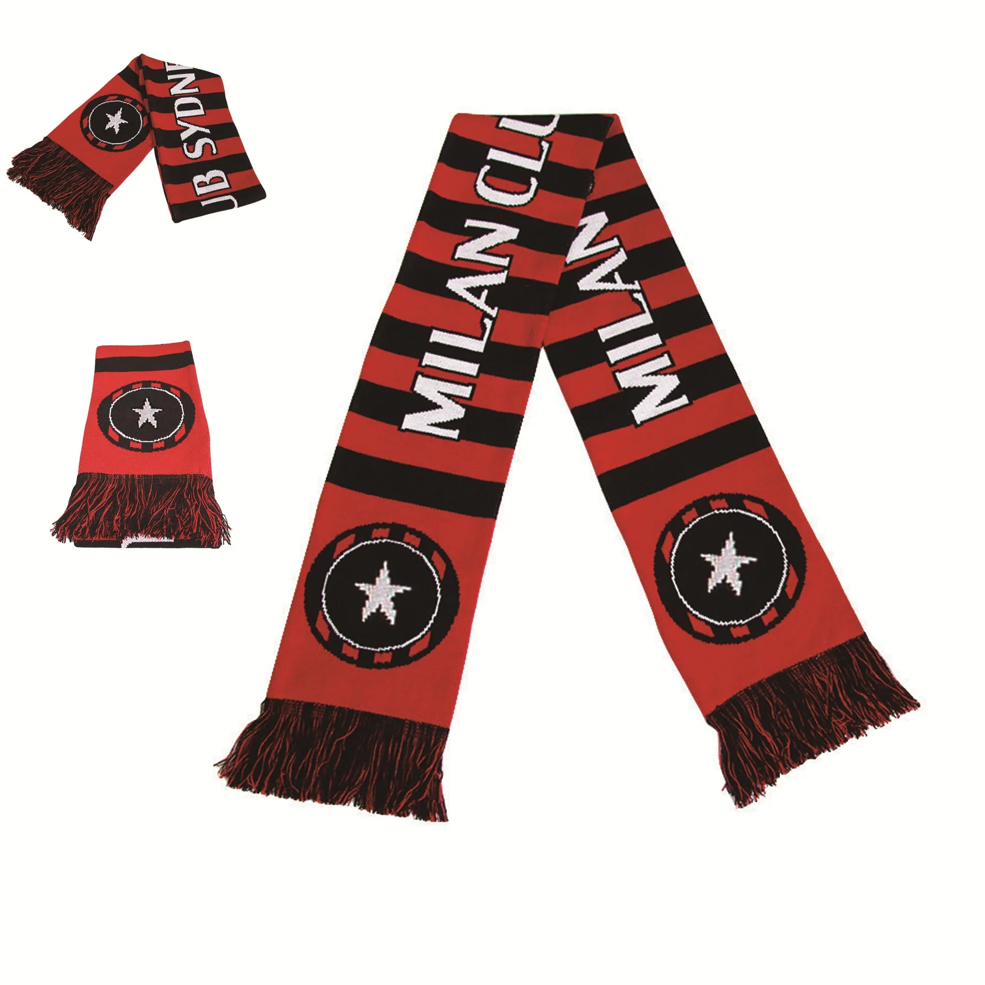 Double-Sided Stadium Knit Jacquard Scarf With Fringe 5