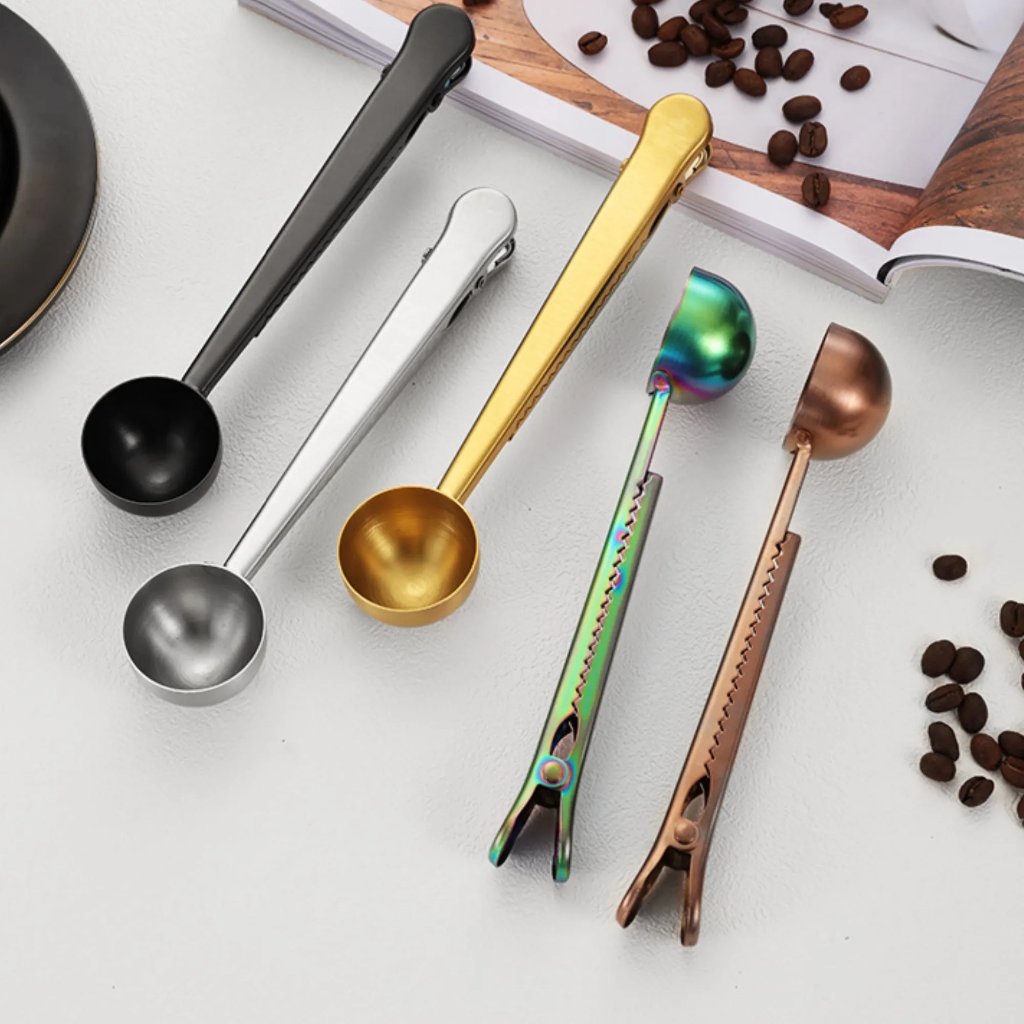 Multifunctional Measuring Spoon W/ Bag Clip Stainless Steel 3
