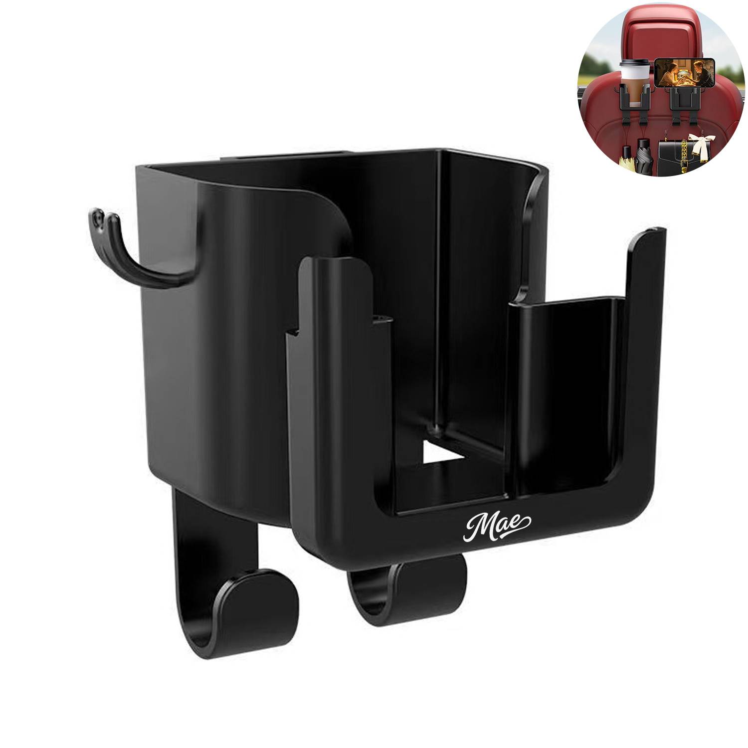 Car Back Seat Phone Stand Cup Holder w/ Hook 4