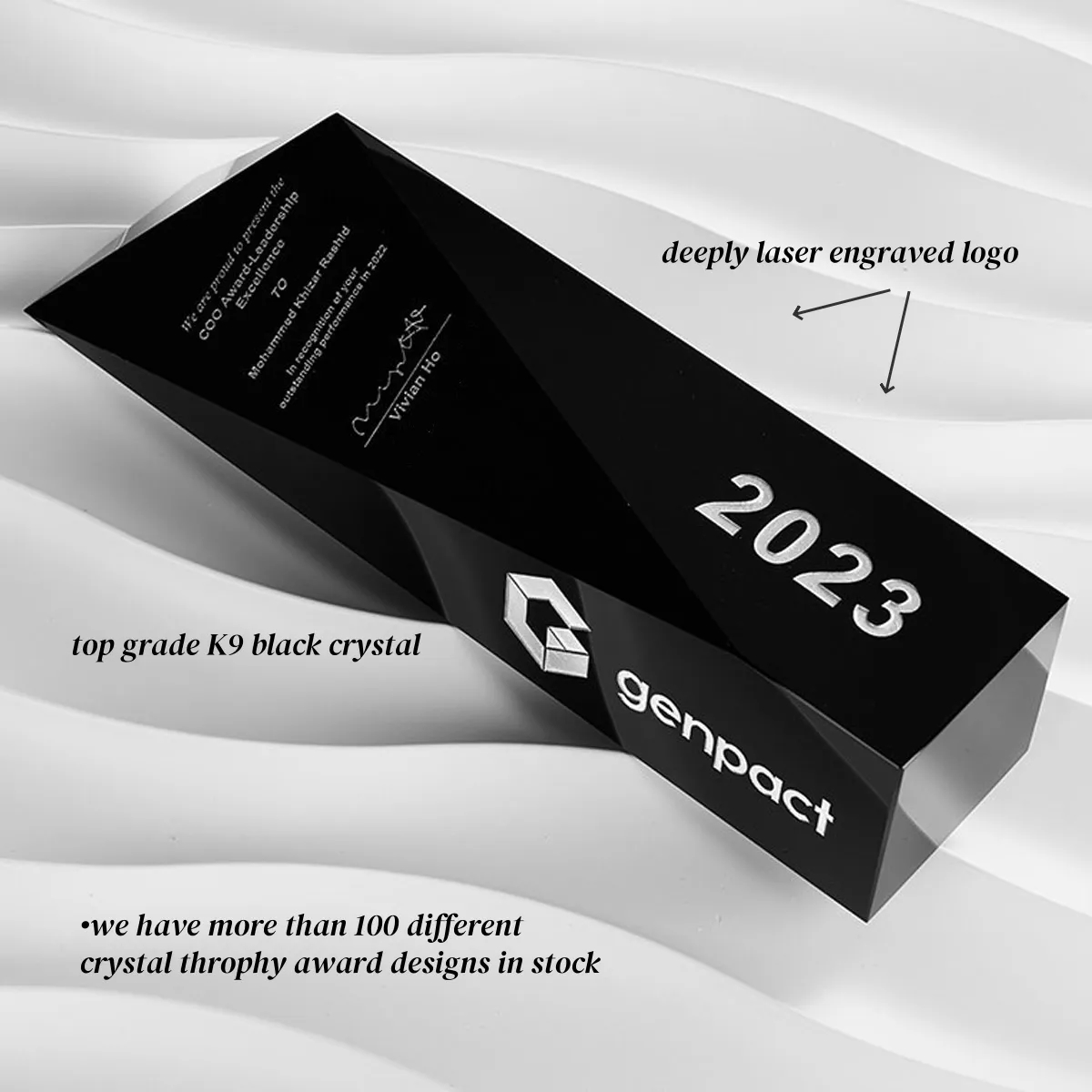 Black Crystal Award Trophy for Appreciation Plaque 7