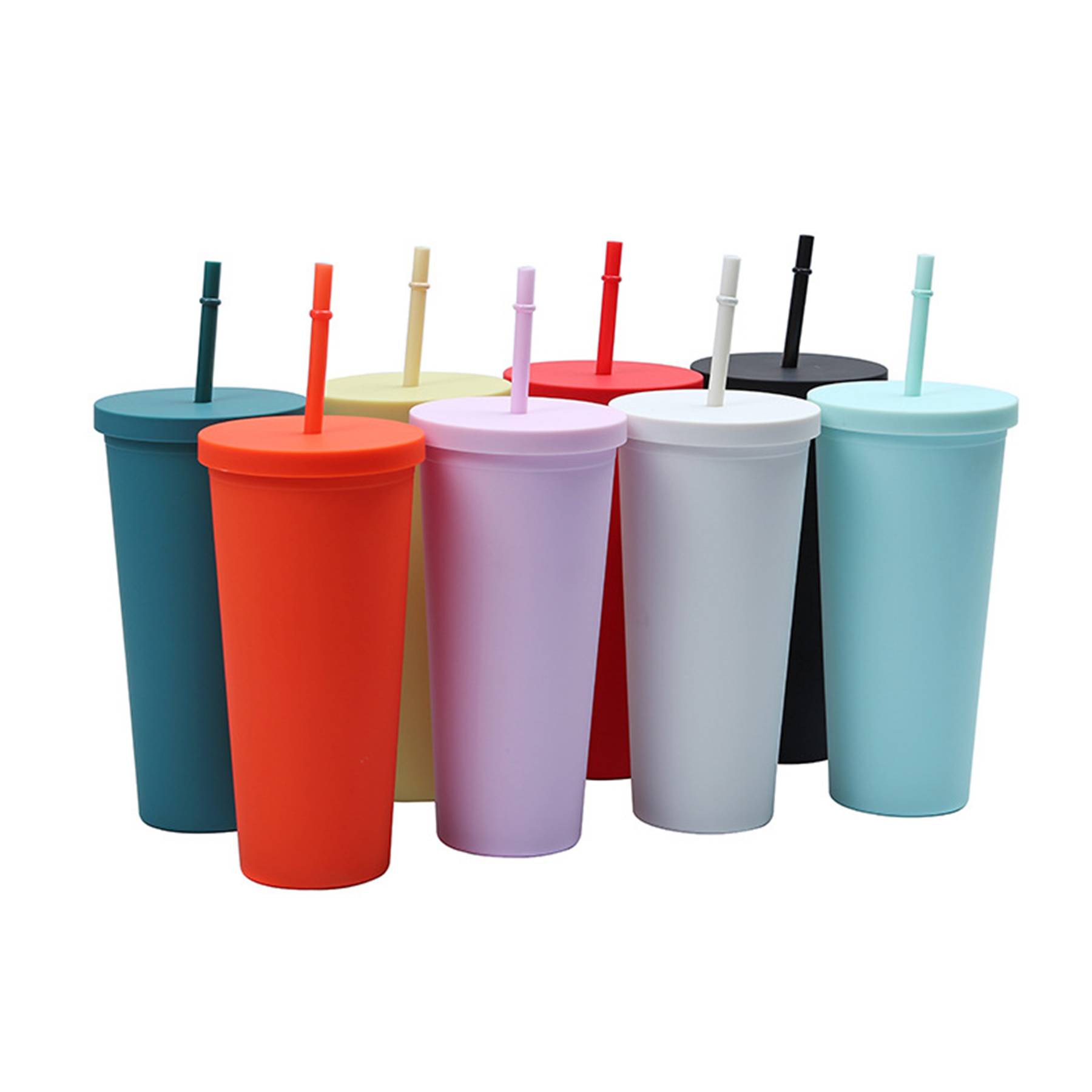 Custom 24oz Double Layer Plastic Cup W/ Straw 4