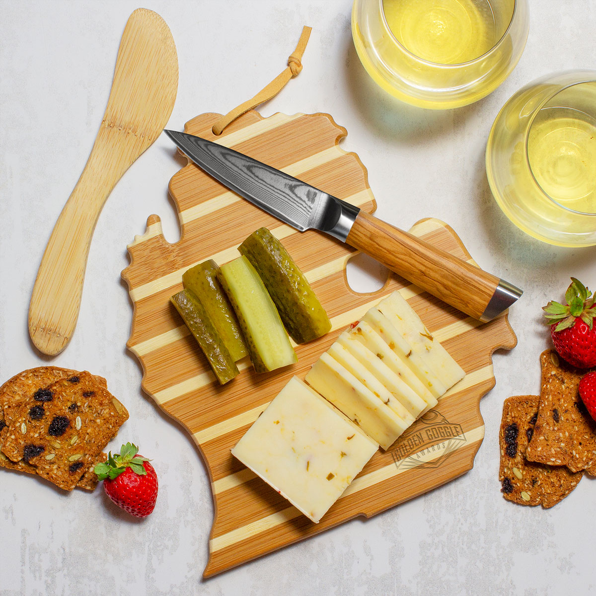 Michigan Charcuterie Board with Spreader Knife Gift Set 6
