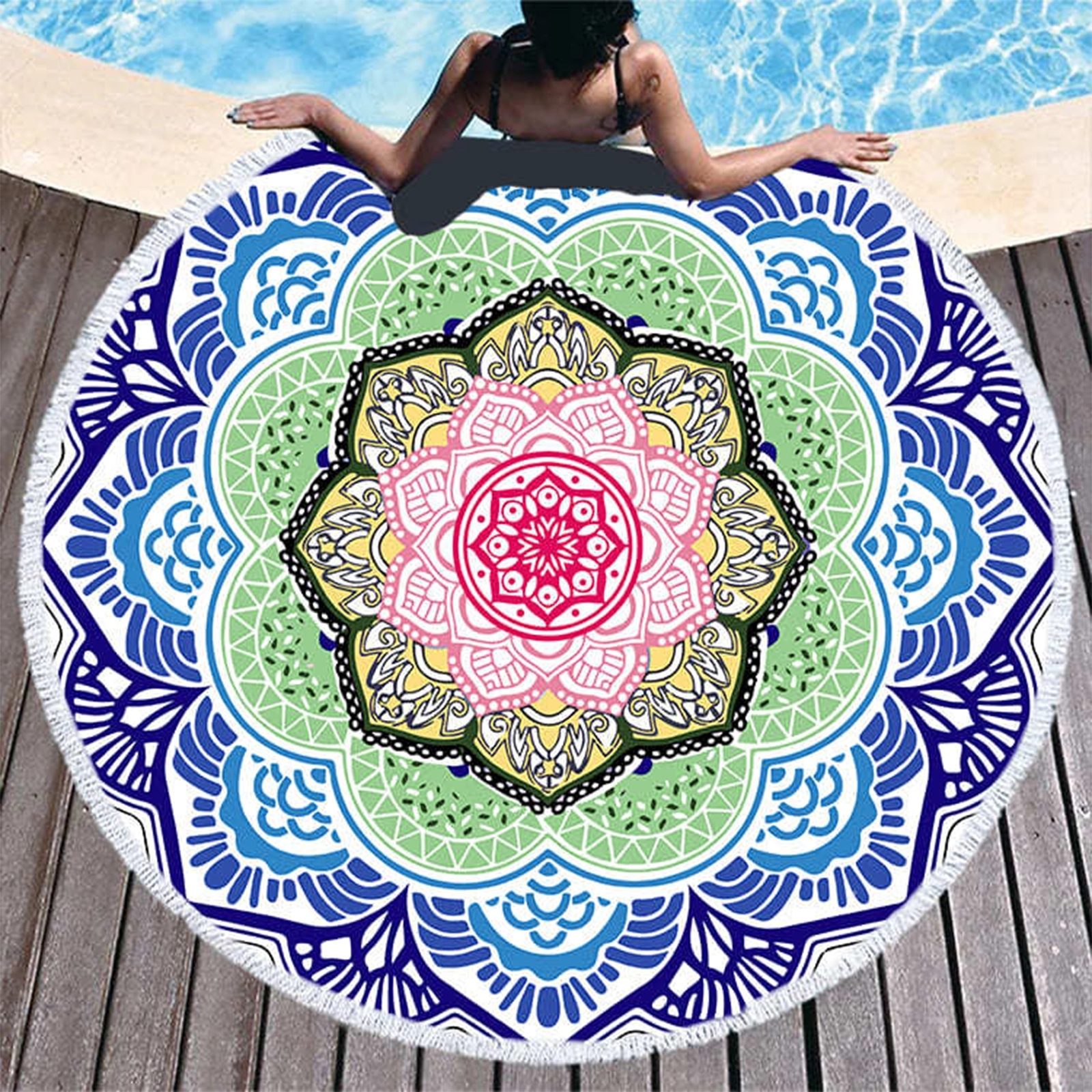 59 Inch Microfiber Fabric Round Beach Towel 5
