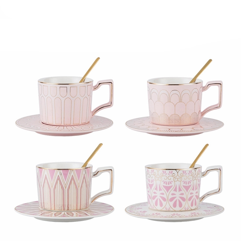 Custom 8 oz Ceramic Coffee Mug Saucer Set 2