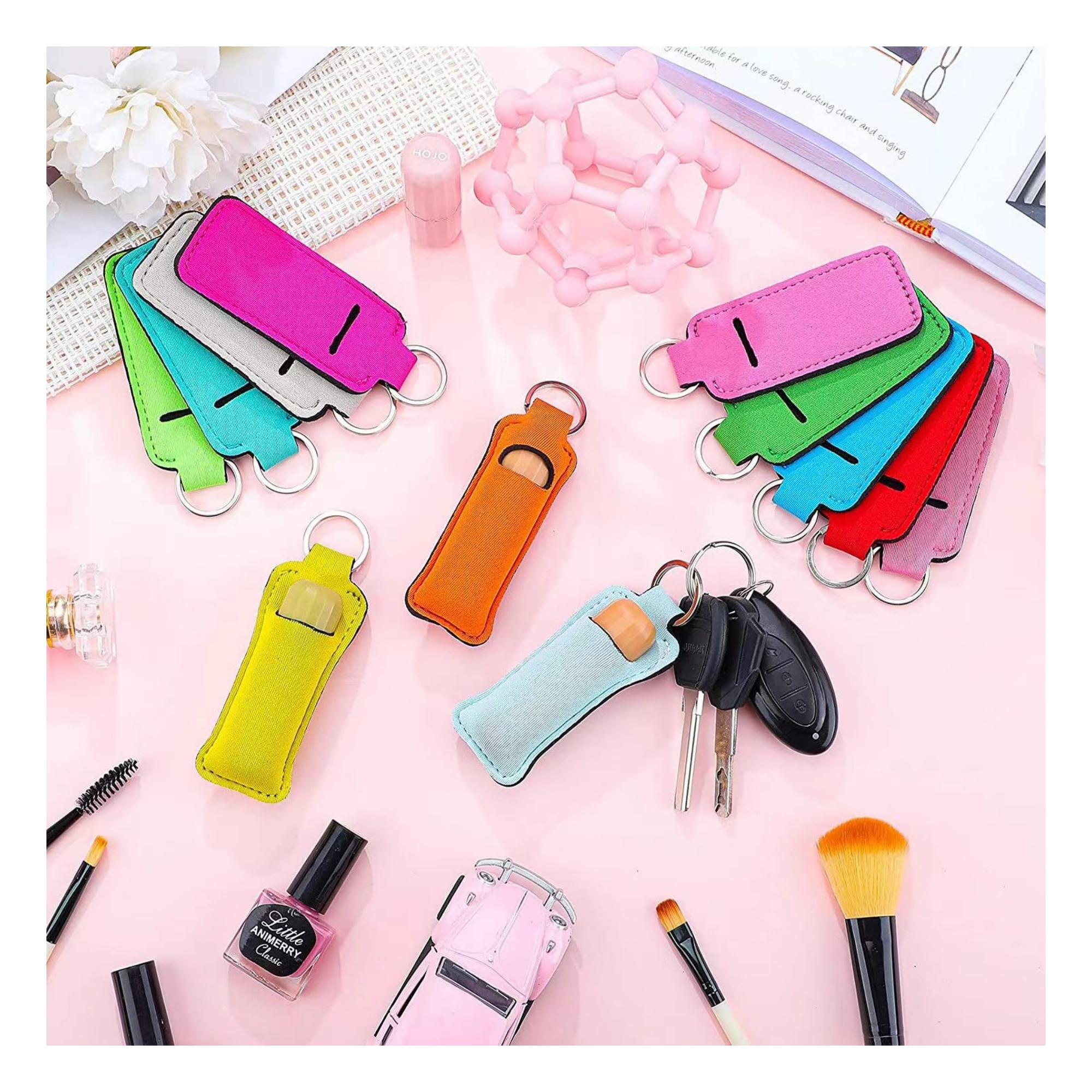 Neoprene Lipstick Holder With Keychain 4