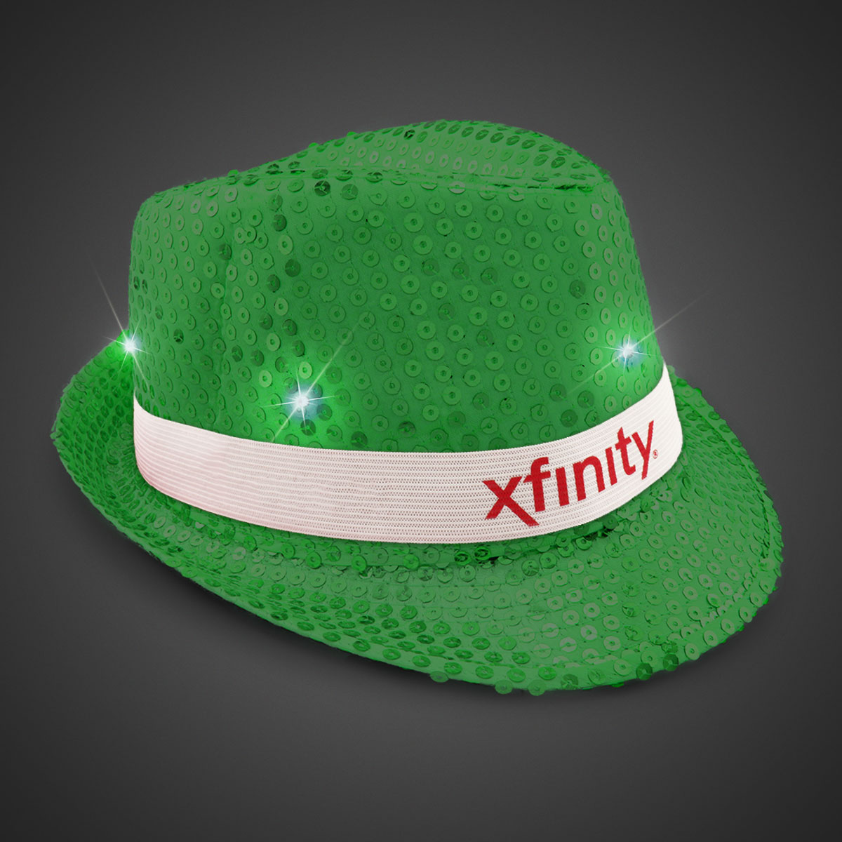 Green Sequin LED Fedora(blank) 1