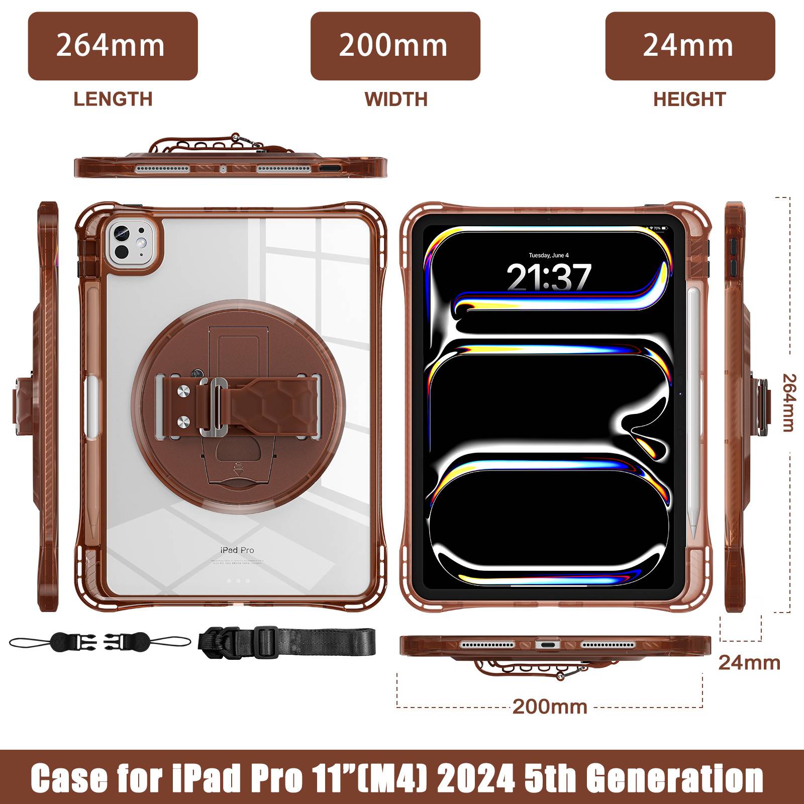 Transparent acrylic rotating stand 10.2 anti-fall case wit 2