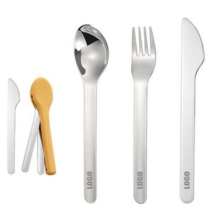 3 In 1 Stainless Steel Flatware Set Fork Knife Spoon With Silicone Pouch 7