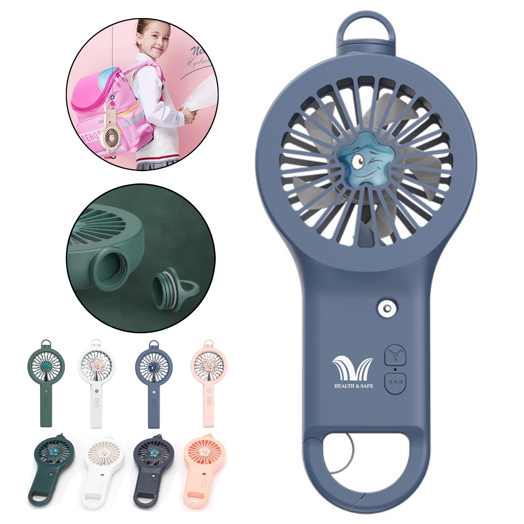 Handheld Misting Fan With Carabiner Keychain 2