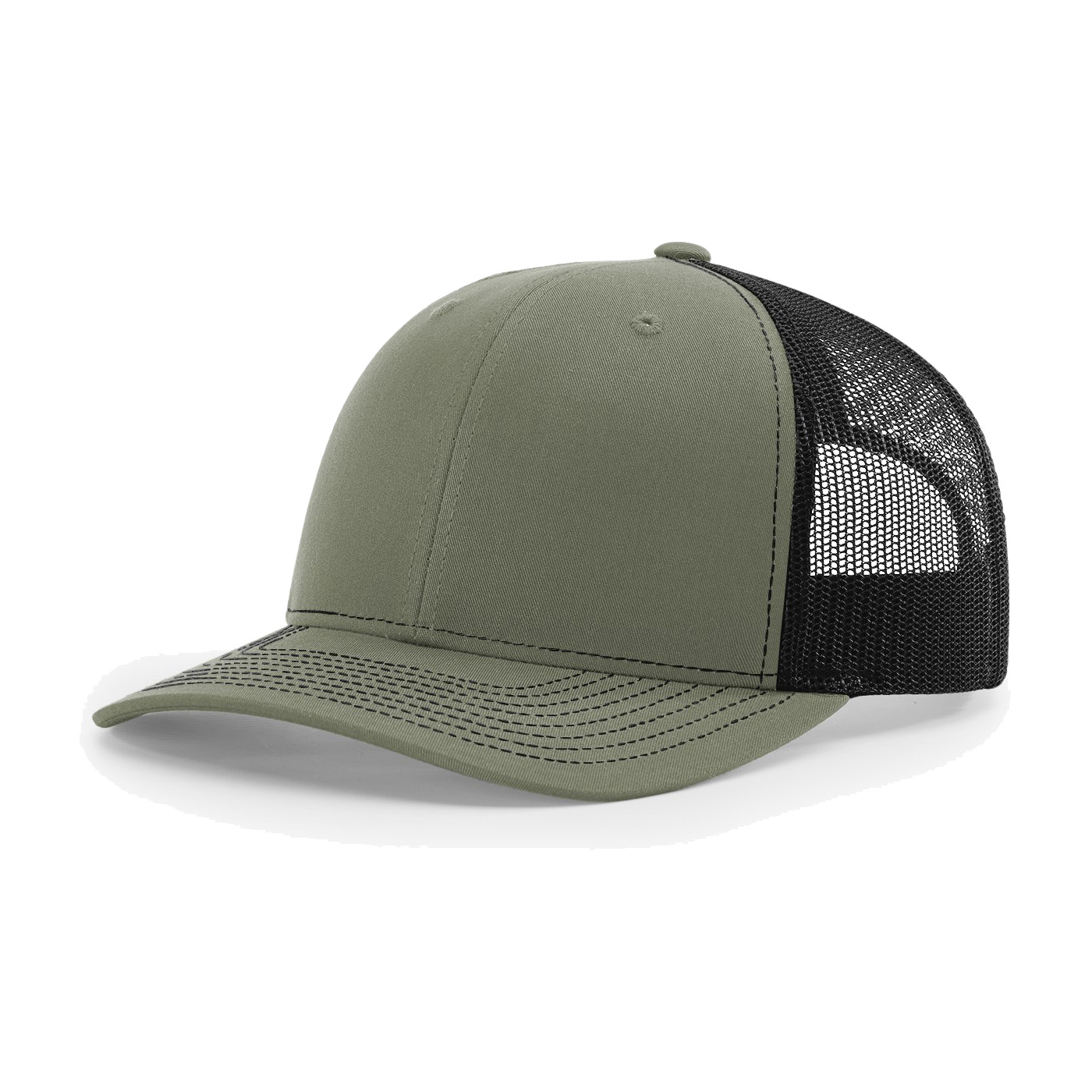 Richardson 112 6-Panel Snapback Trucker Hat w/Leatherette Adhesive Patches or Embroidery 2
