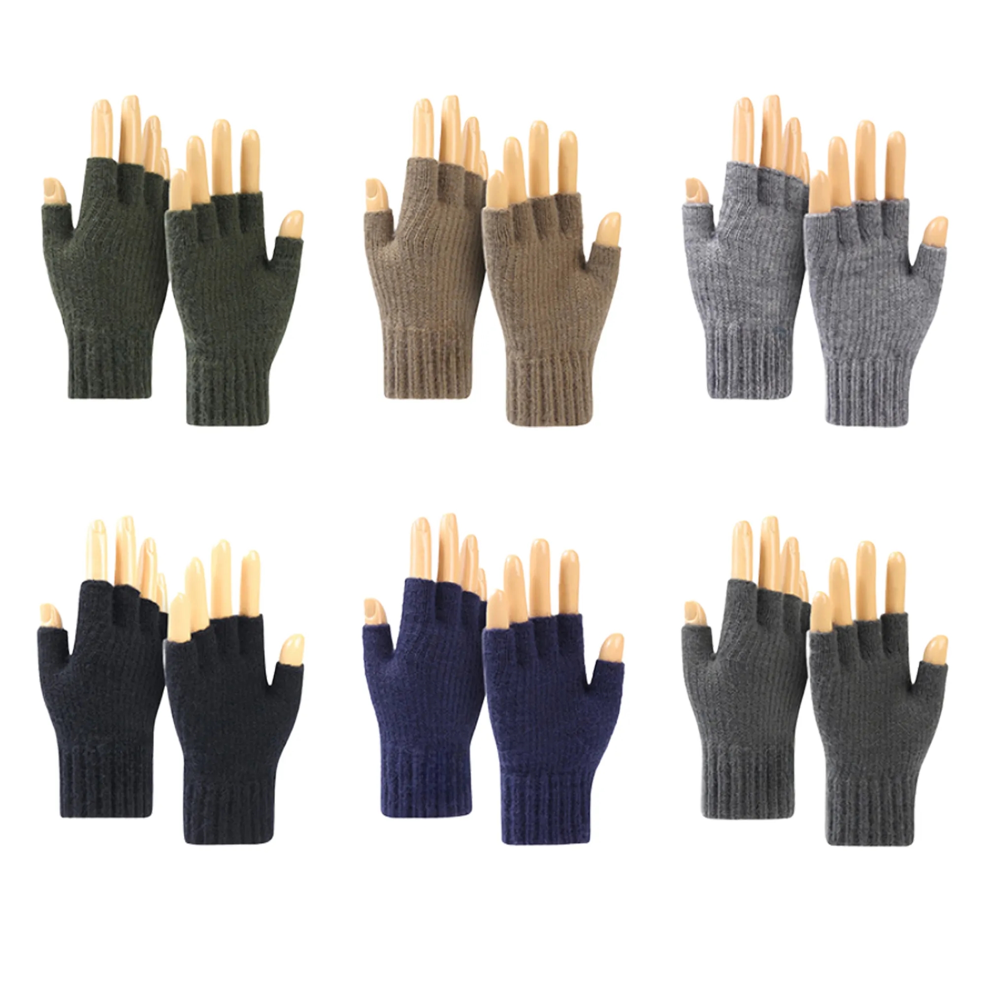 Winter Half Finger Knitted Gloves 2