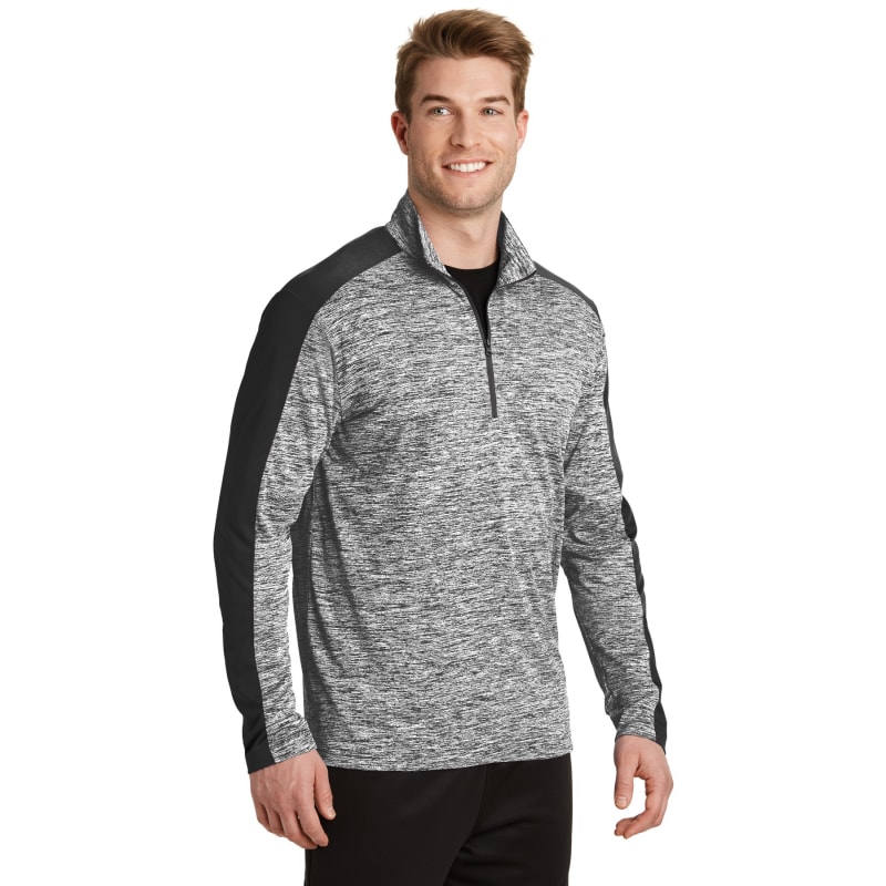 Sport-Tek PosiCharge Electric Heather Colorblock 1/4-Zip Pullover., custom hoodie or sweatshirt with logo imprint 10