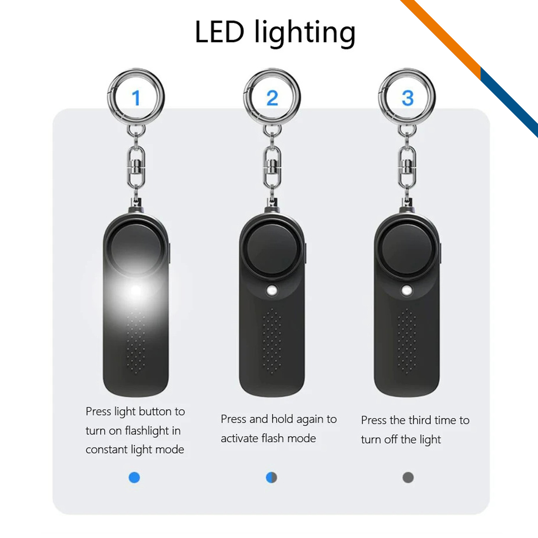 Zeptek LED Flashlight Keychain Safety Alarm 4