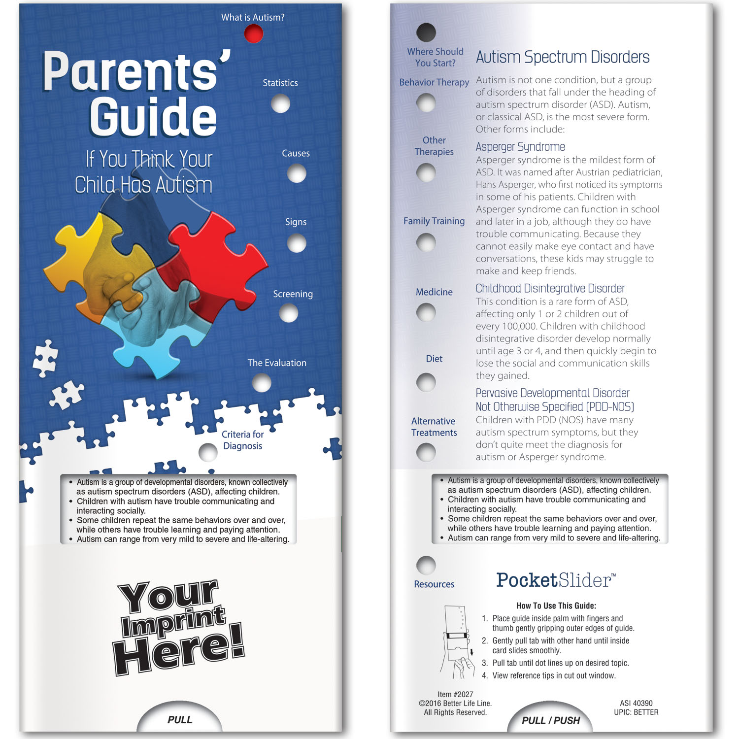 Pocket Slider - Parent's Guide: If You Think Your Child Has Autism 1