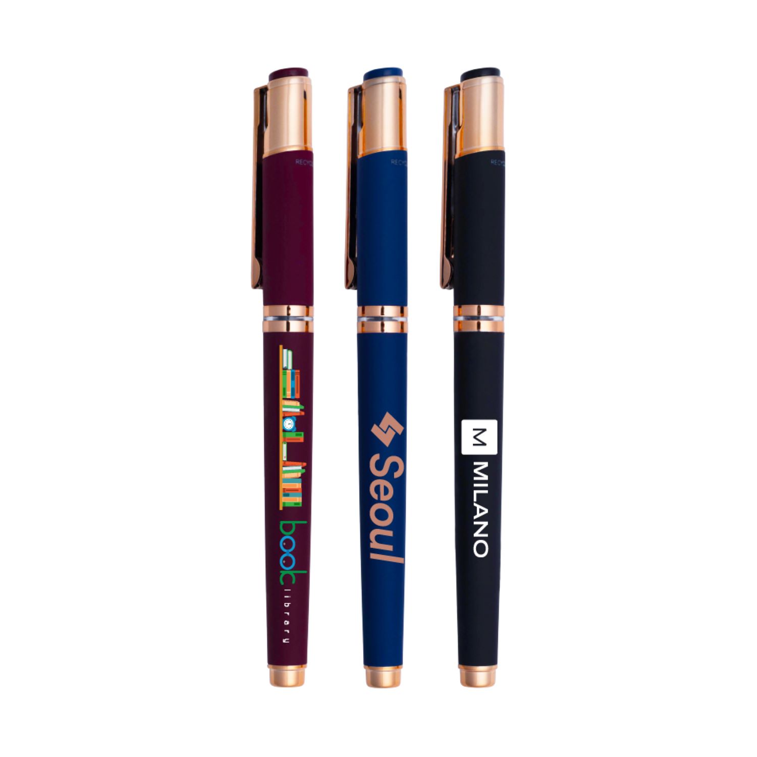 Satin Soft Touch Earl Gel Pen - Rose Gold Accents (Recycled Material) 1