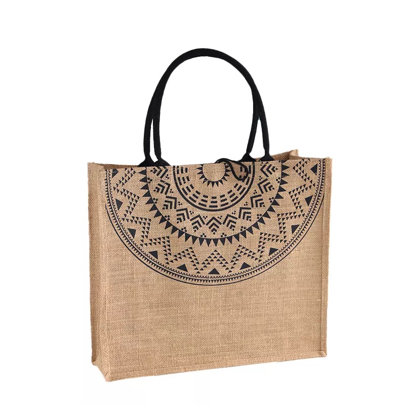 Eco-Friendly Jute Grocery Tote Bag, custom tote bag with logo imprint 4