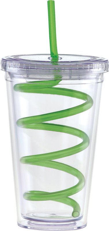 Carnival Cups-Color Curly Straw, Clear Lid 11