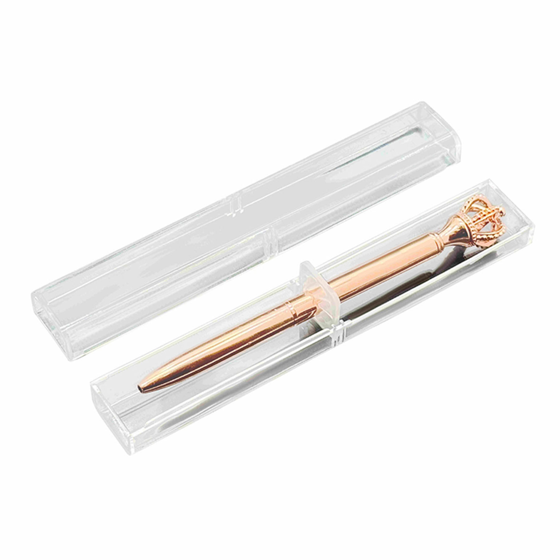 Diamond encrusted crown rose gold twist action metal ballpoint pen 5