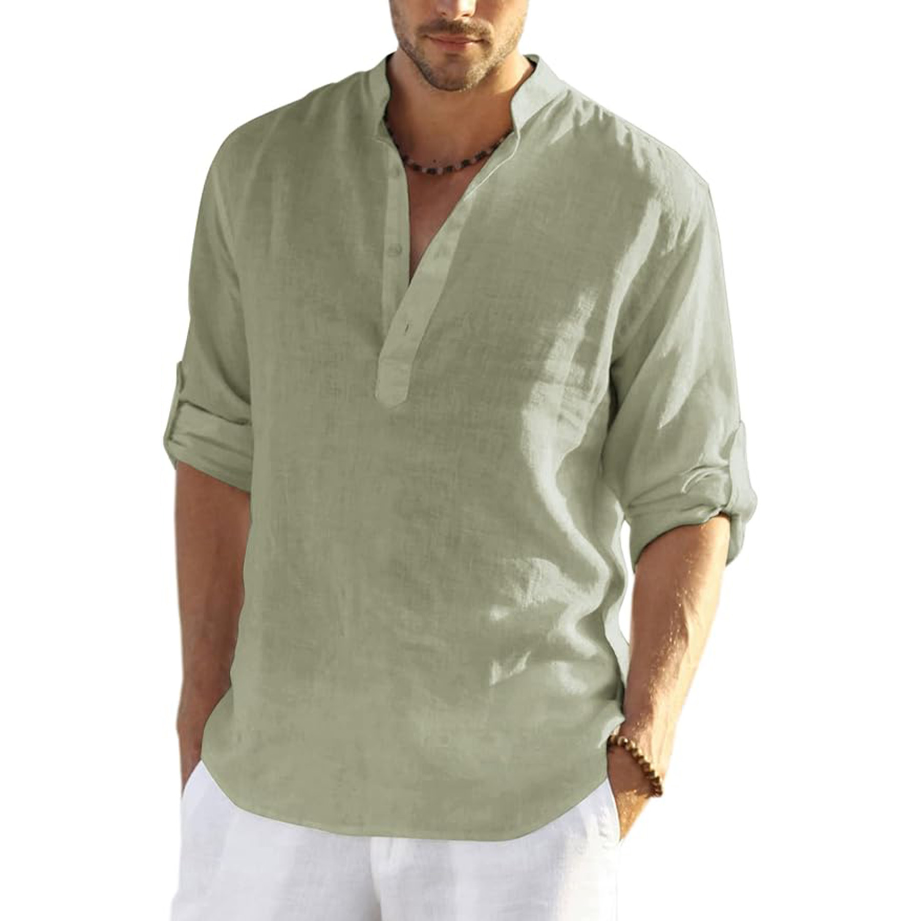Men's Cotton And Linen Casual Shirts 8