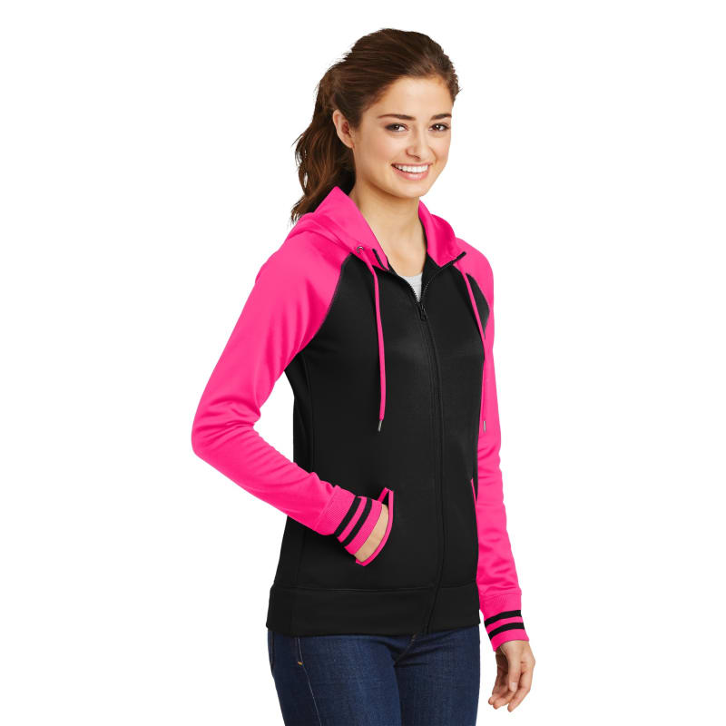 Sport-Tek Women's Sport-Wick Varsity Fleece Full-Zip Hooded Jacket. 9