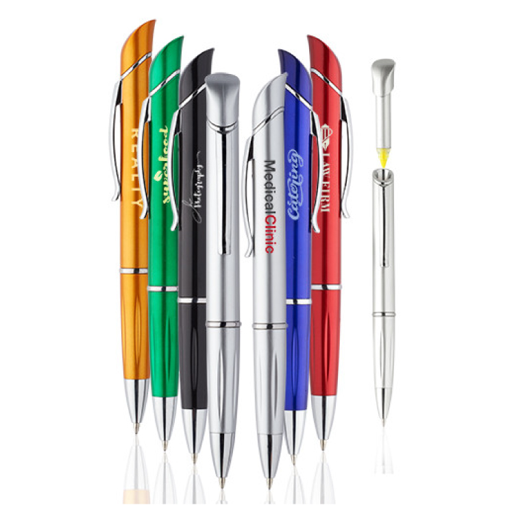 Twist Plastic Pen with Highlighter 1