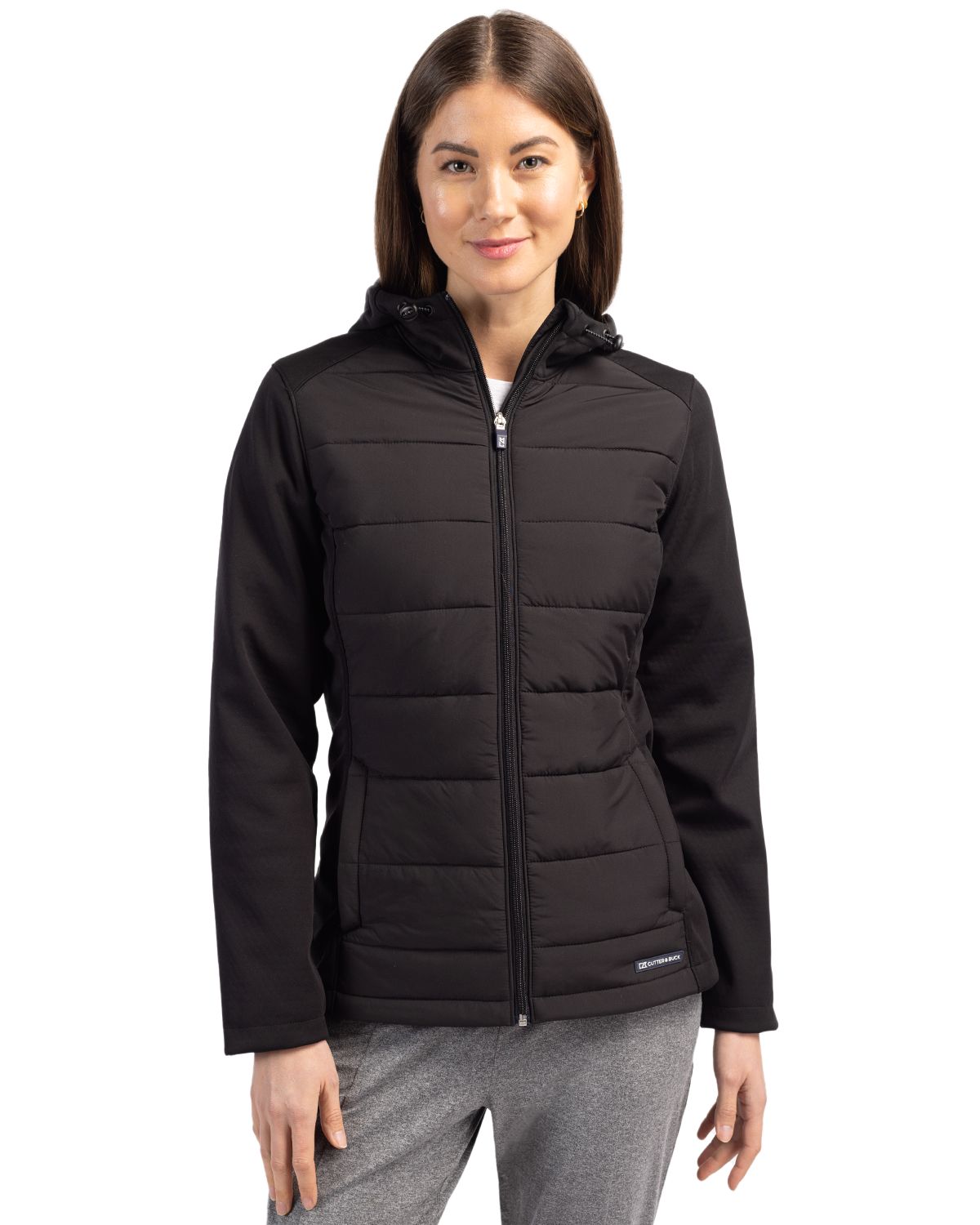 Evoke Hybrid Softshell Recycled Full Zip Womens Hooded Jacket