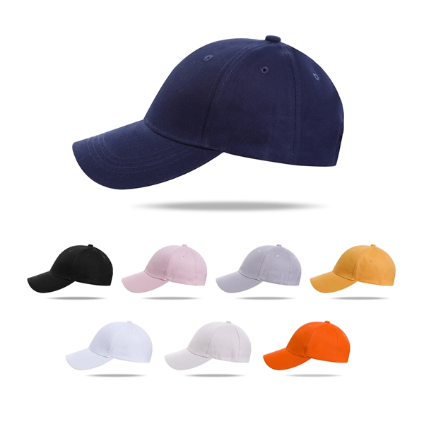 Stock Solid Color Cotton 6 Panel Cap, Double Buckle Back 15