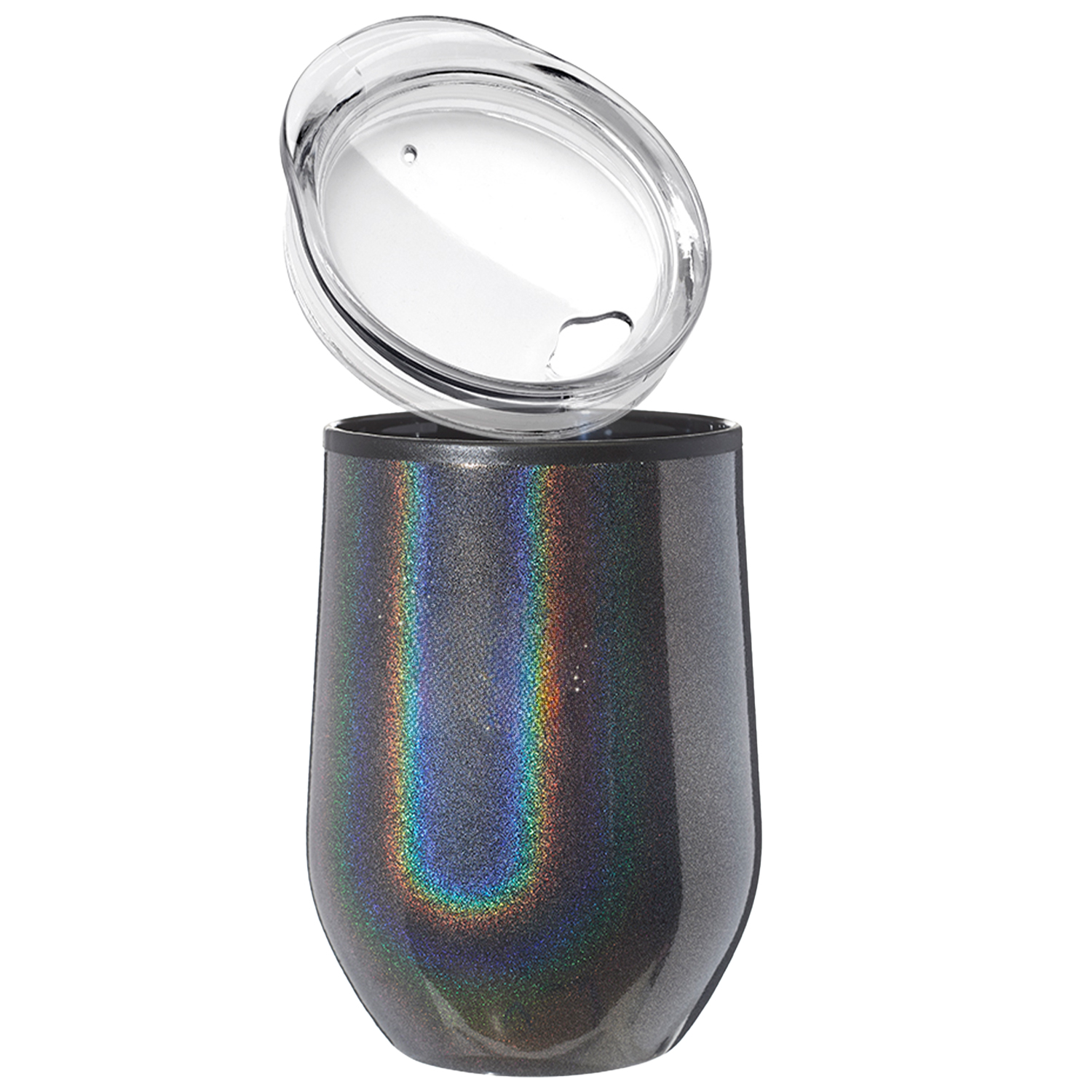 12 oz Iridescent Compact Travel Tumbler w/ Clear Lid EVA Pad 2