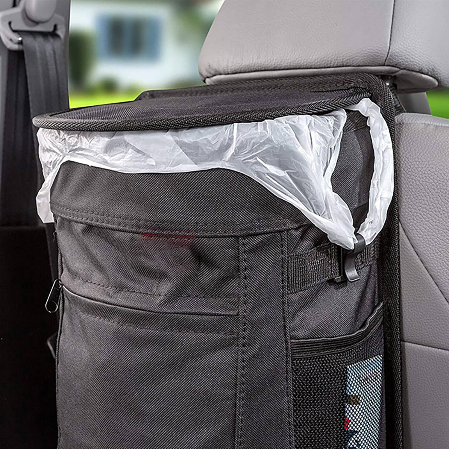 Waterproof Hanging Car Trash Can W/ Leakproof Lid & Liner 2