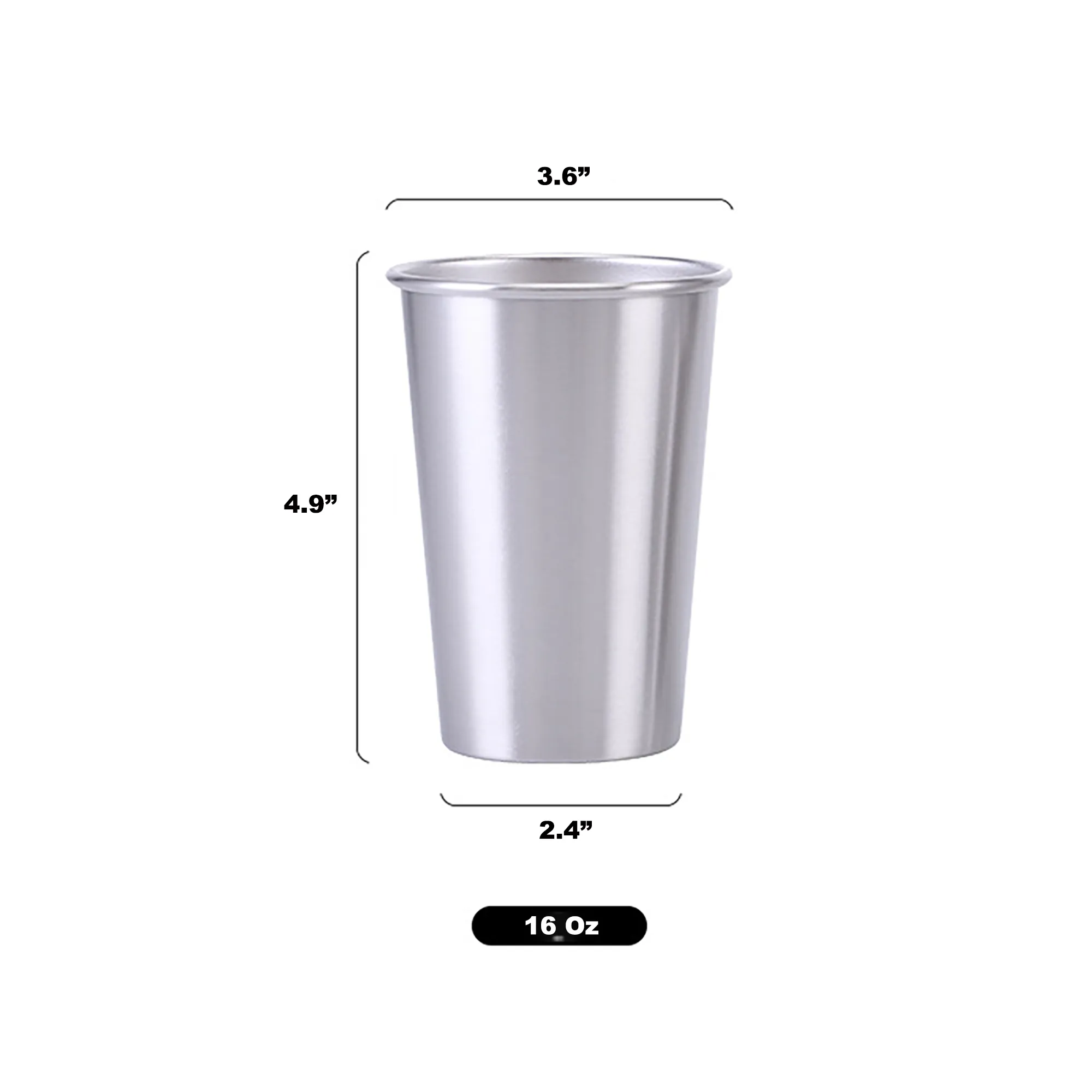 16oz Single Wall Stainless Steel Pint Cup 5