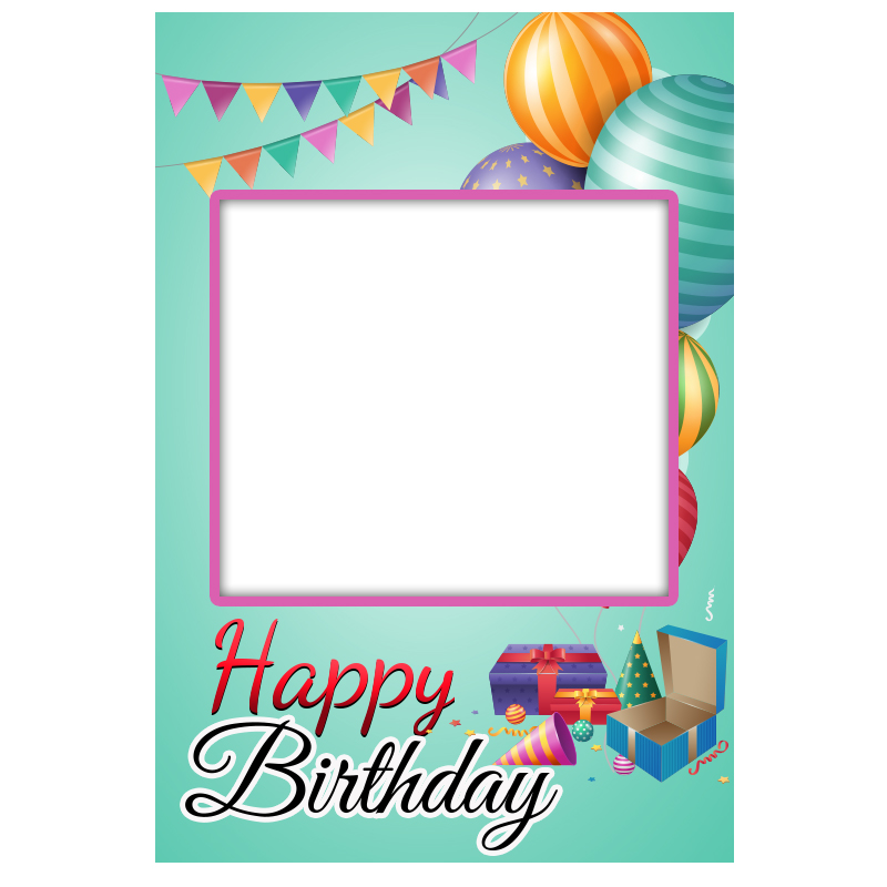 Happy Birthday Selfie Frame Photo Booth and Picture Frame Props For Birthday Party 2"W x 3"H Blue 1