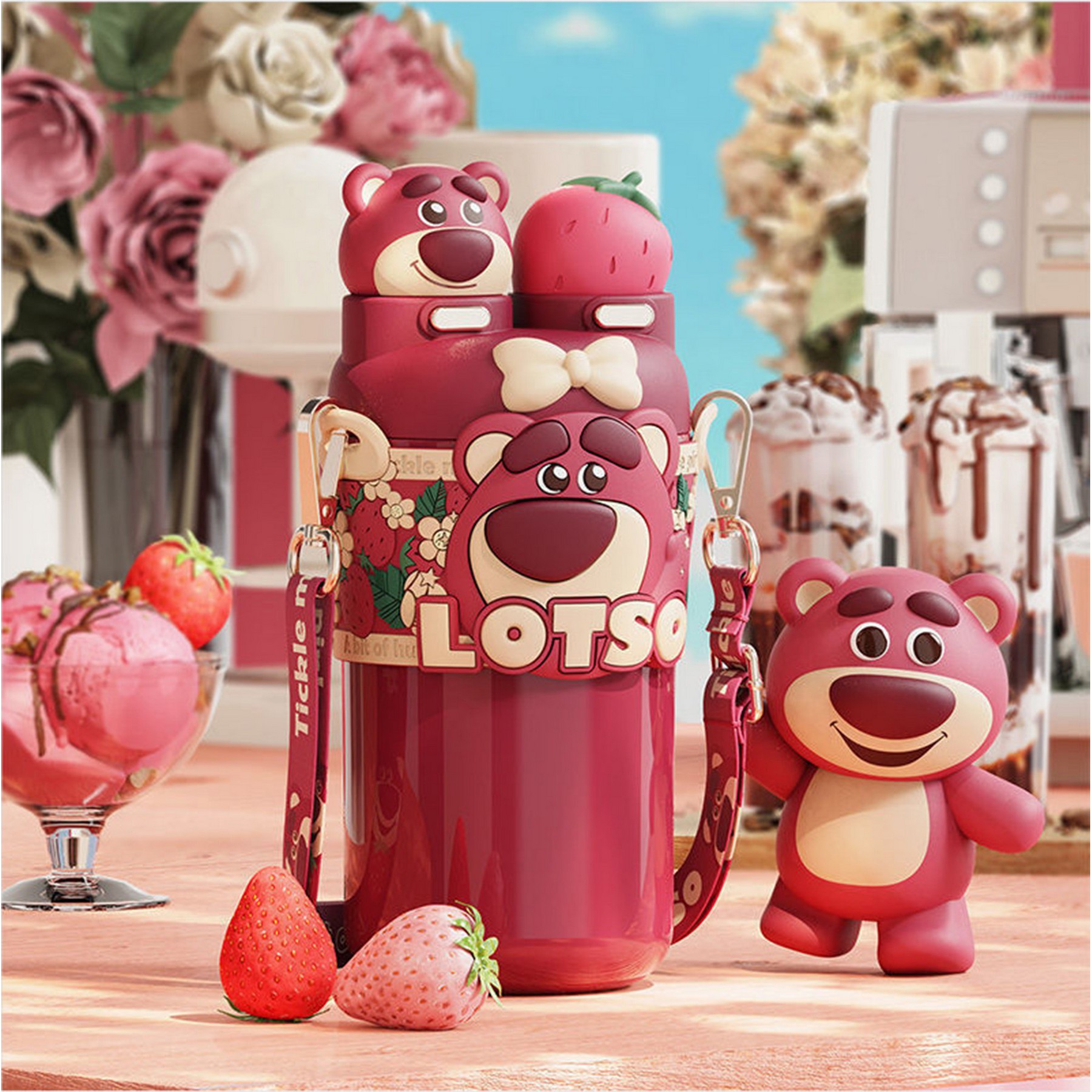 Children Strawberry Bear Thermos Cup 1
